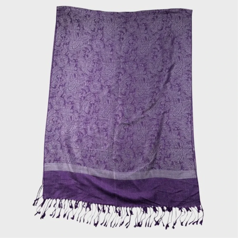 Vintage Pashmina Scarf Purple‎ Paisly Pashmina/Silk Boho Whimsy goth Fairy core